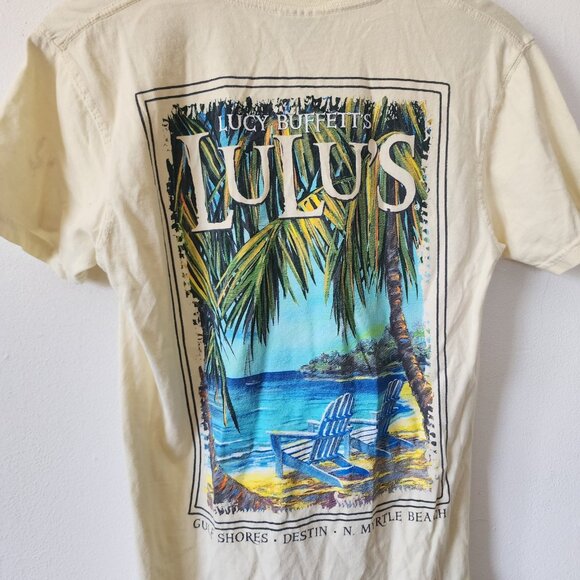 Lucy Buffett Lulus Restaurant Comfort Colors Graphic Shirt Small Yellow - Picture 3 of 7